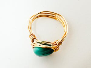 Turquoise Heart Stone Gold Wire Ring