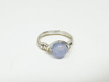 Load image into Gallery viewer, Lavender Glass Bead Silver Wire Ring