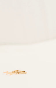 Gold Lightening bolt mini hoops