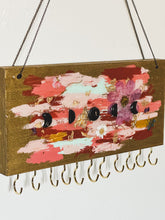 Load image into Gallery viewer, Hand Painted Moon Phases Gold Wall Hanging- Jewelry &amp; Key display