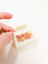 Load image into Gallery viewer, White SM Claw Clip with real pink toned Flowers