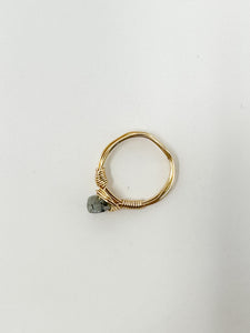 Smokey  Quartz Stone Gold Wire Ring