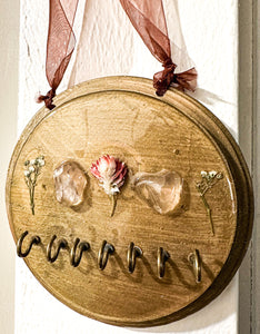 Delicate Rose Quartz Gold Wall hanging- Jewelry & Key display