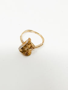 Crystal and Gold Wire Ring